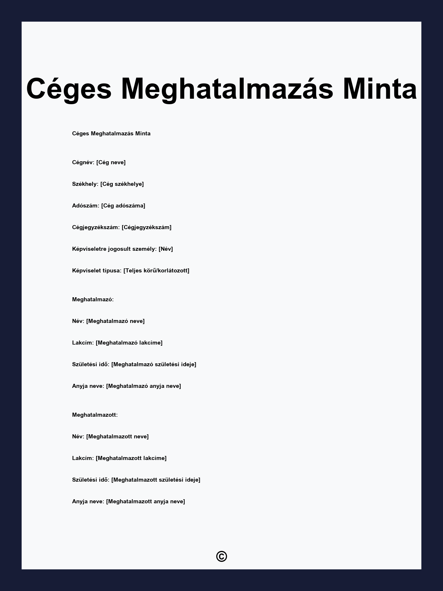 Céges Meghatalmazás Minta