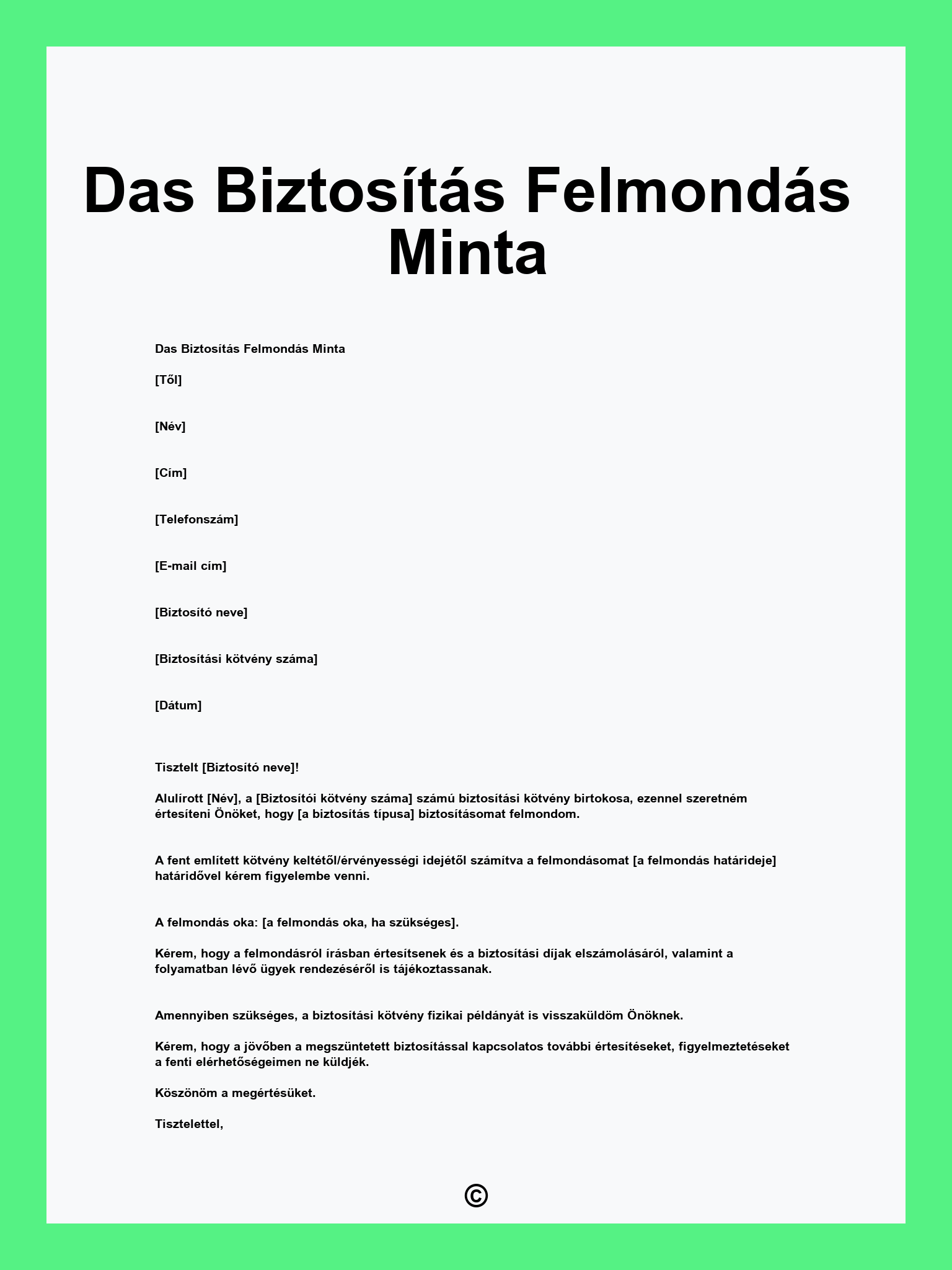 Das Biztosítás Felmondás Minta