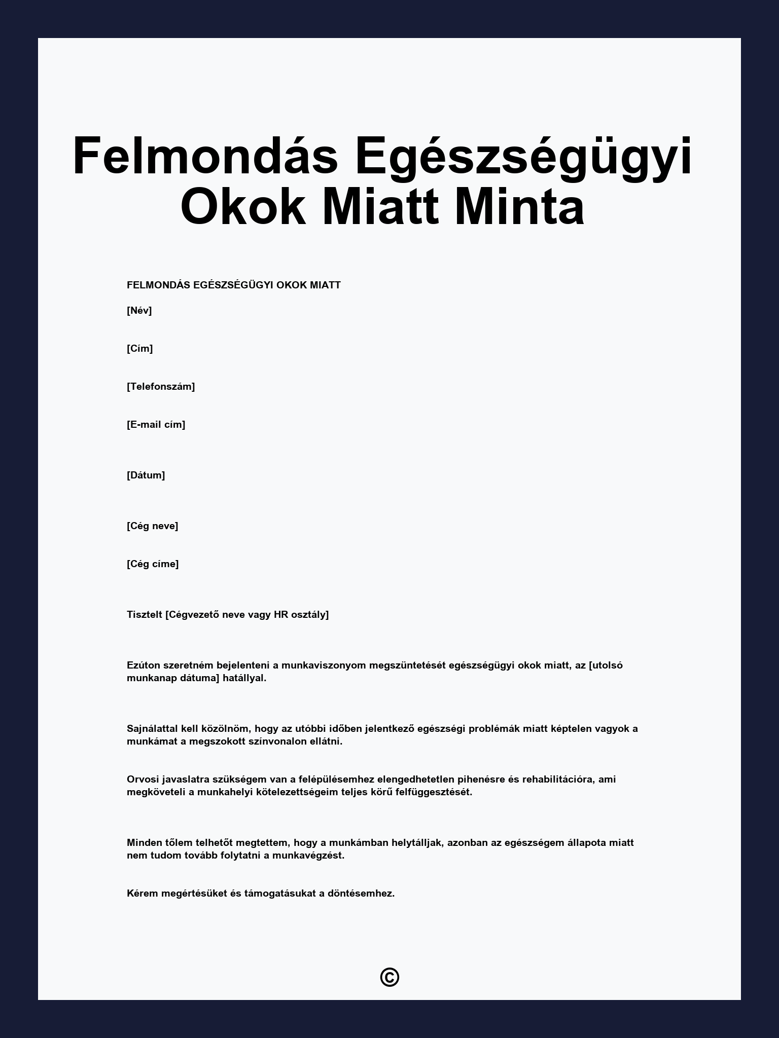 Felmondás Egészségügyi Okok Miatt Minta