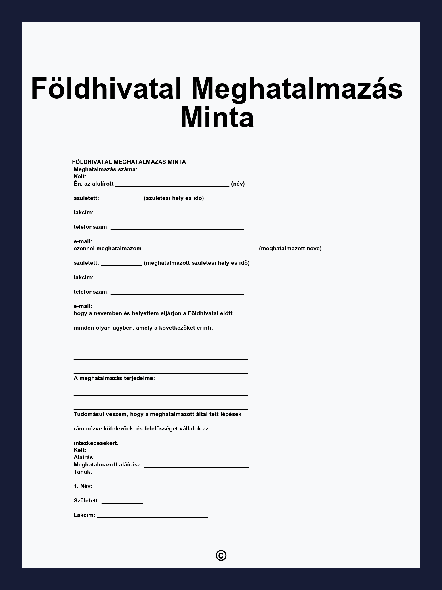 Földhivatal Meghatalmazás Minta