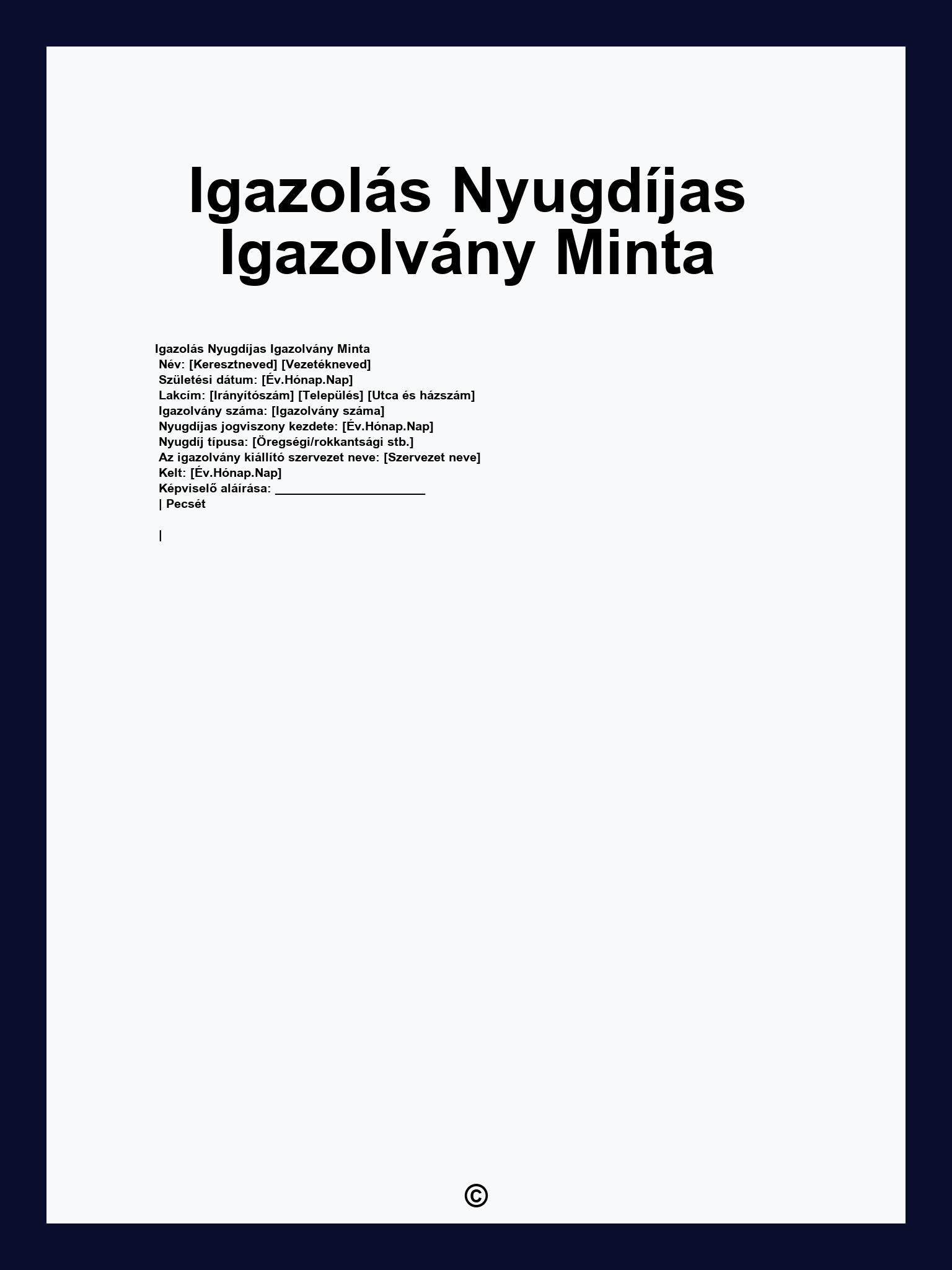 Igazolás Nyugdíjas Igazolvány Minta