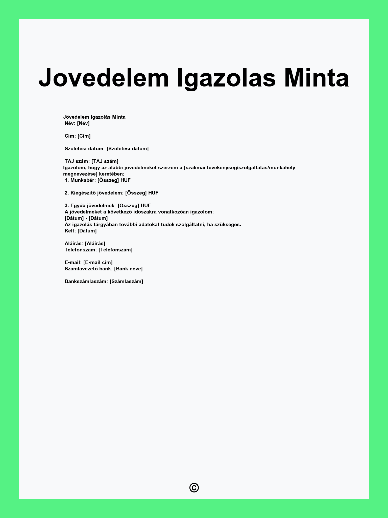 Jovedelem Igazolas Minta
