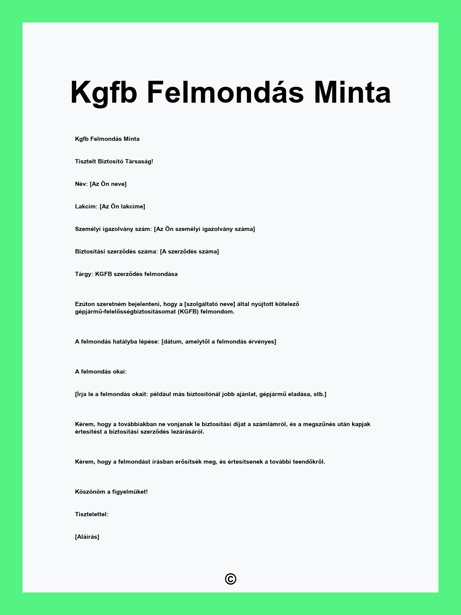 Kgfb Felmondás Minta