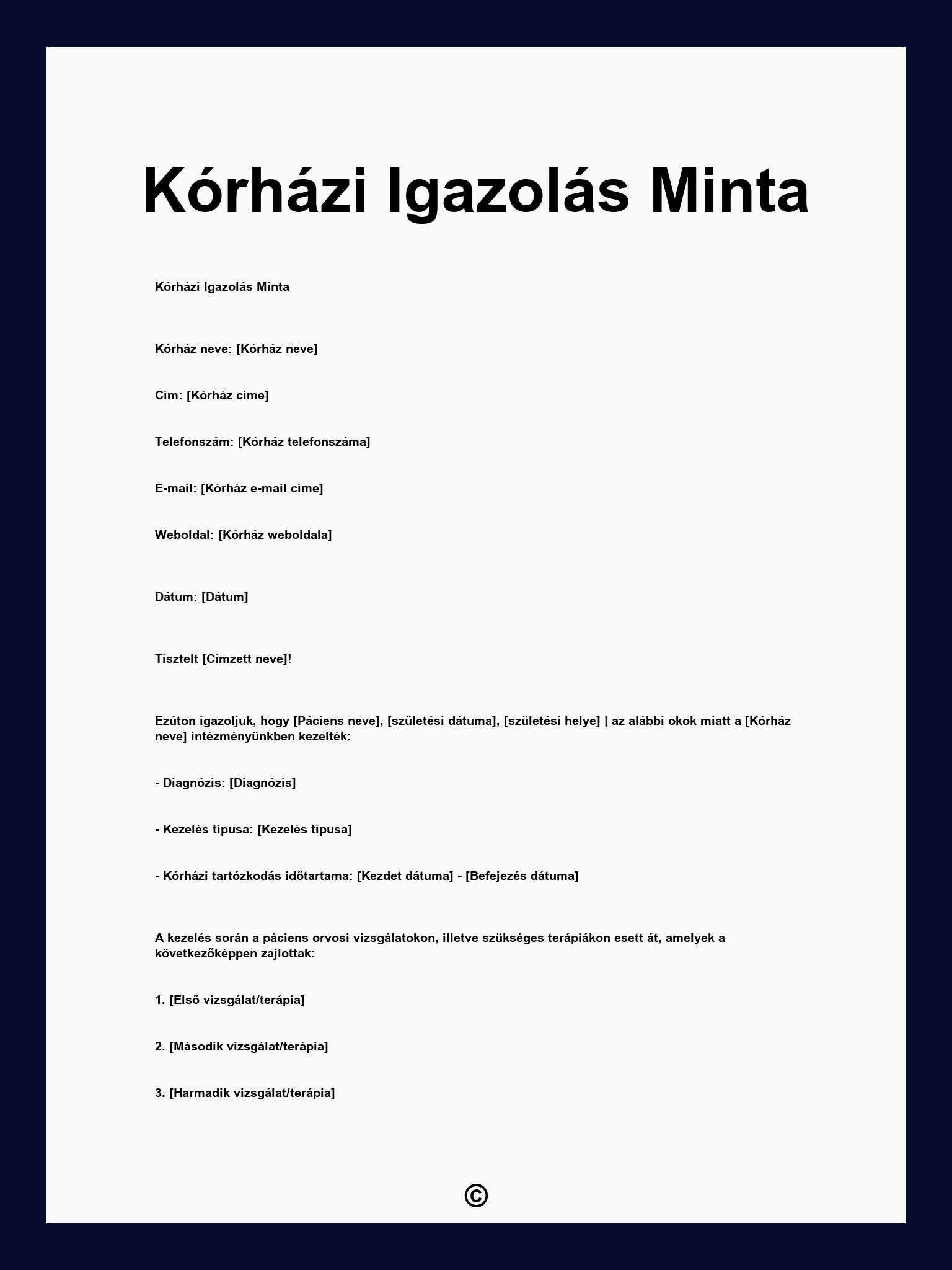 Kórházi Igazolás Minta
