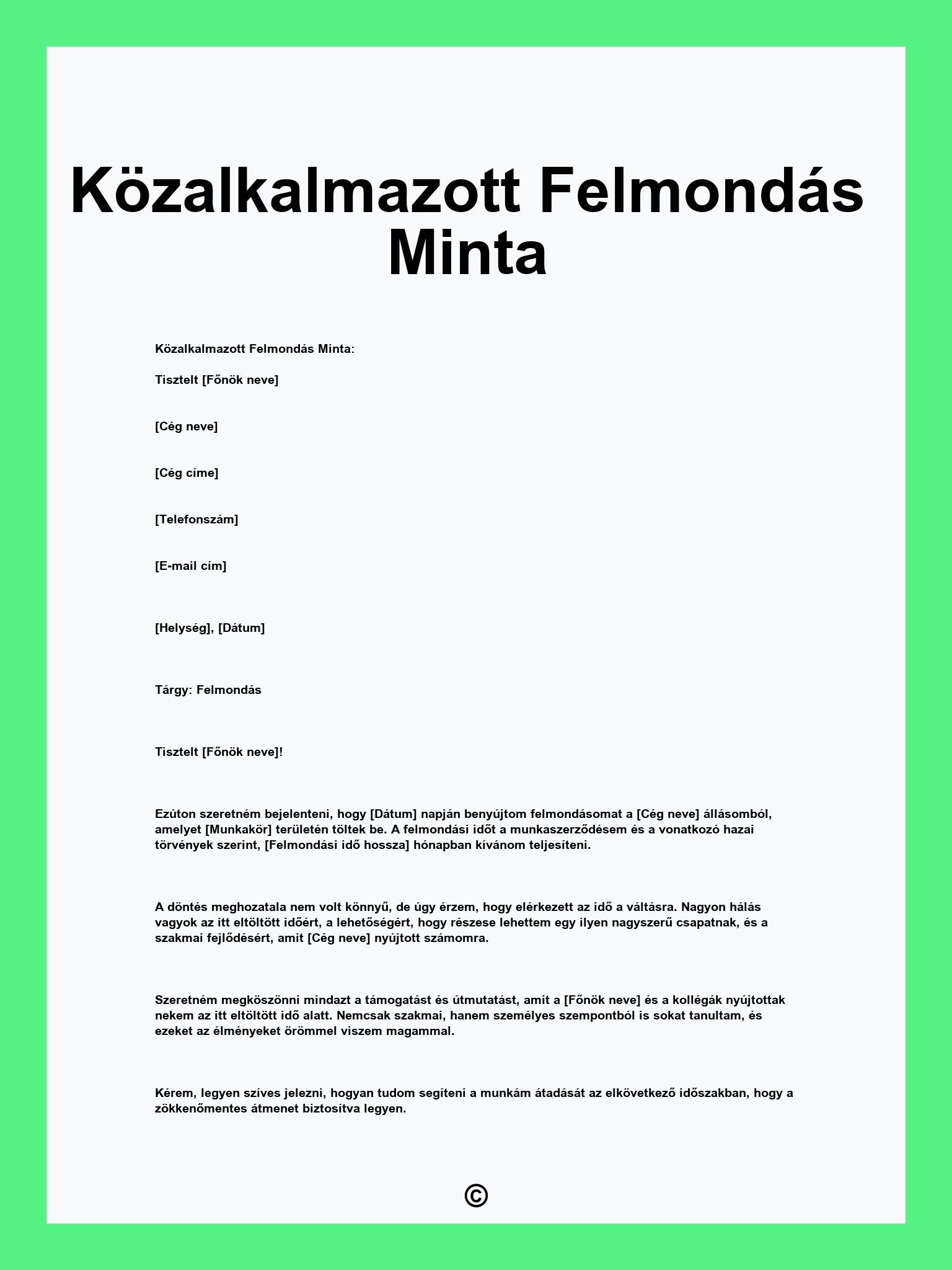 Közalkalmazott Felmondás Minta