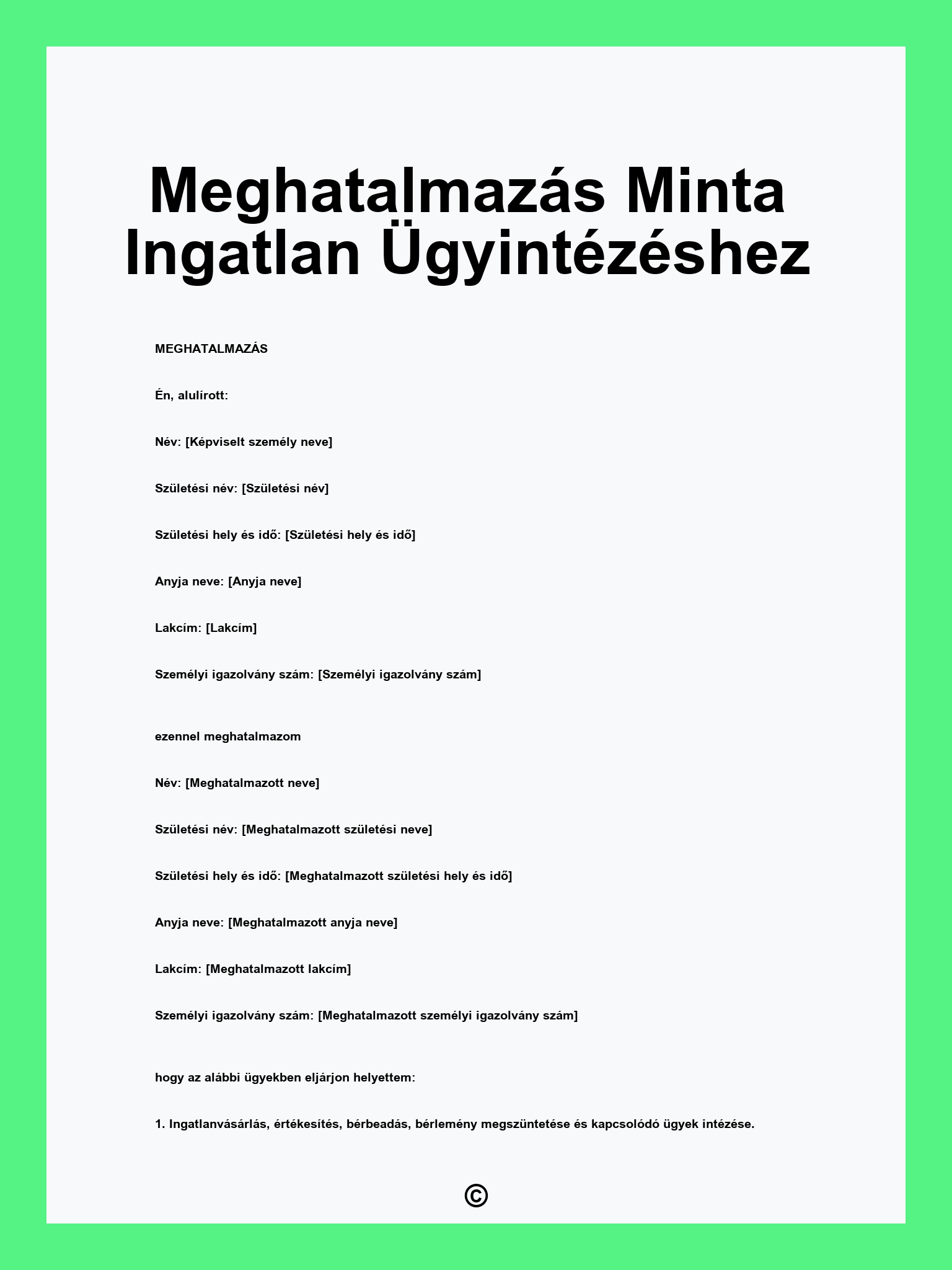 Meghatalmazás Minta Ingatlan Ügyintézéshez