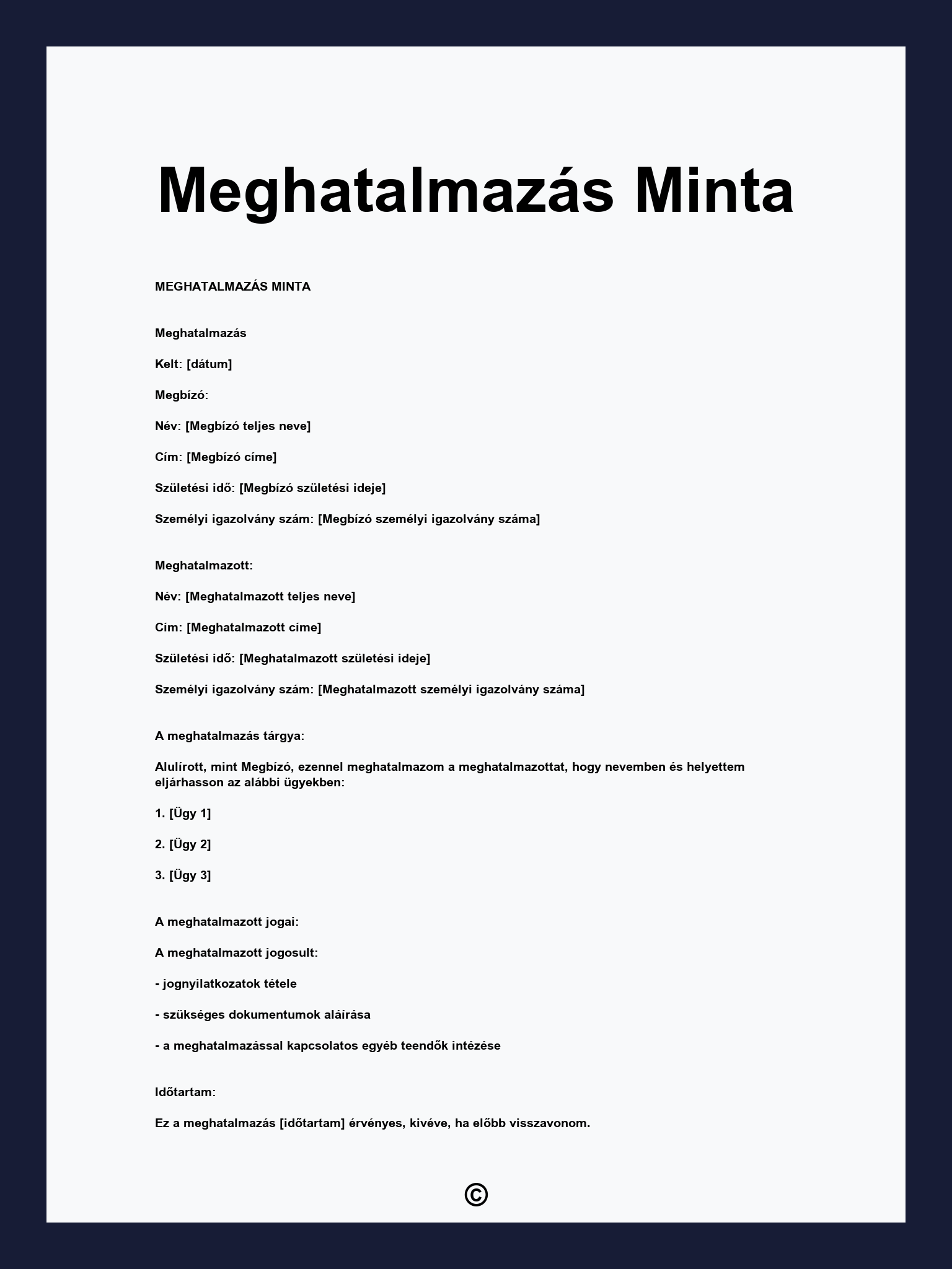 Meghatalmaz s Minta
