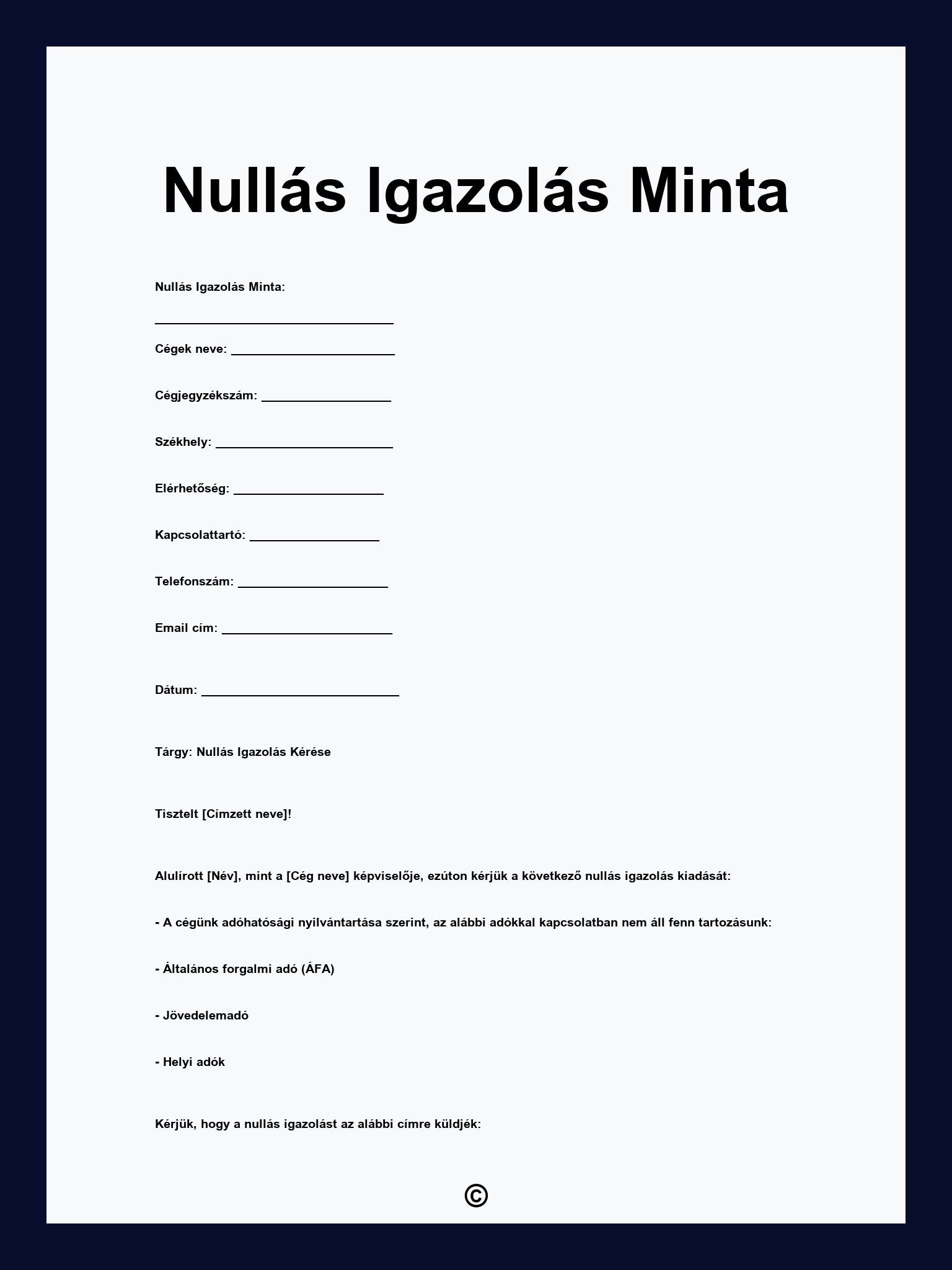 Nullás Igazolás Minta