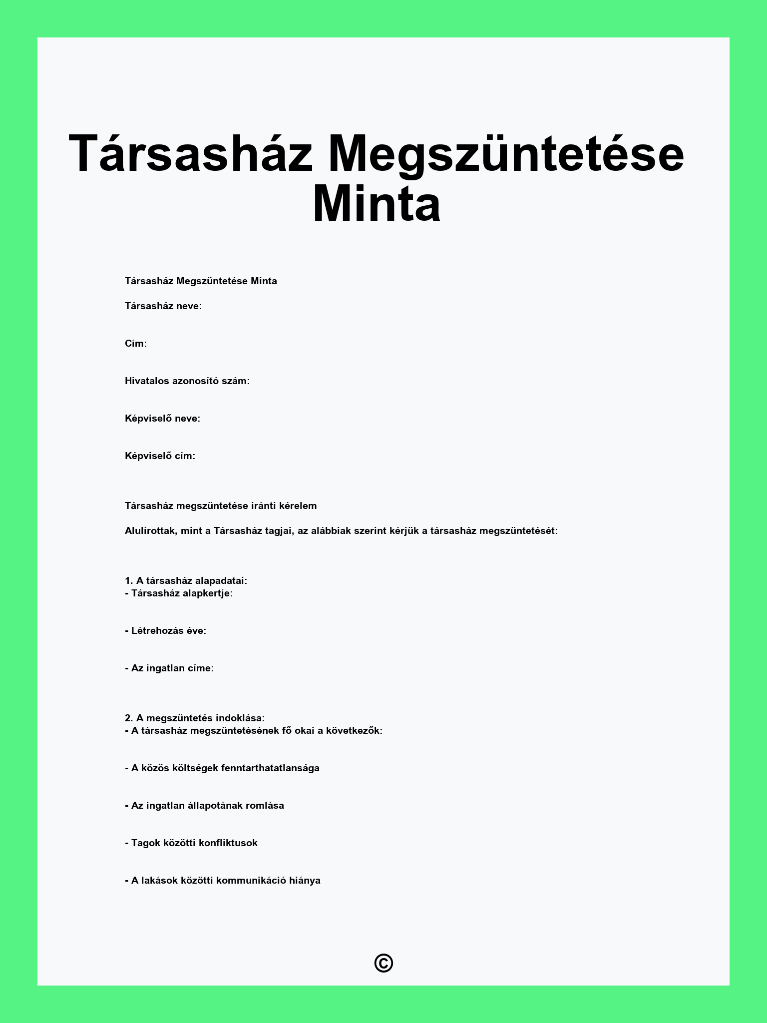Társasház Megszüntetése Minta