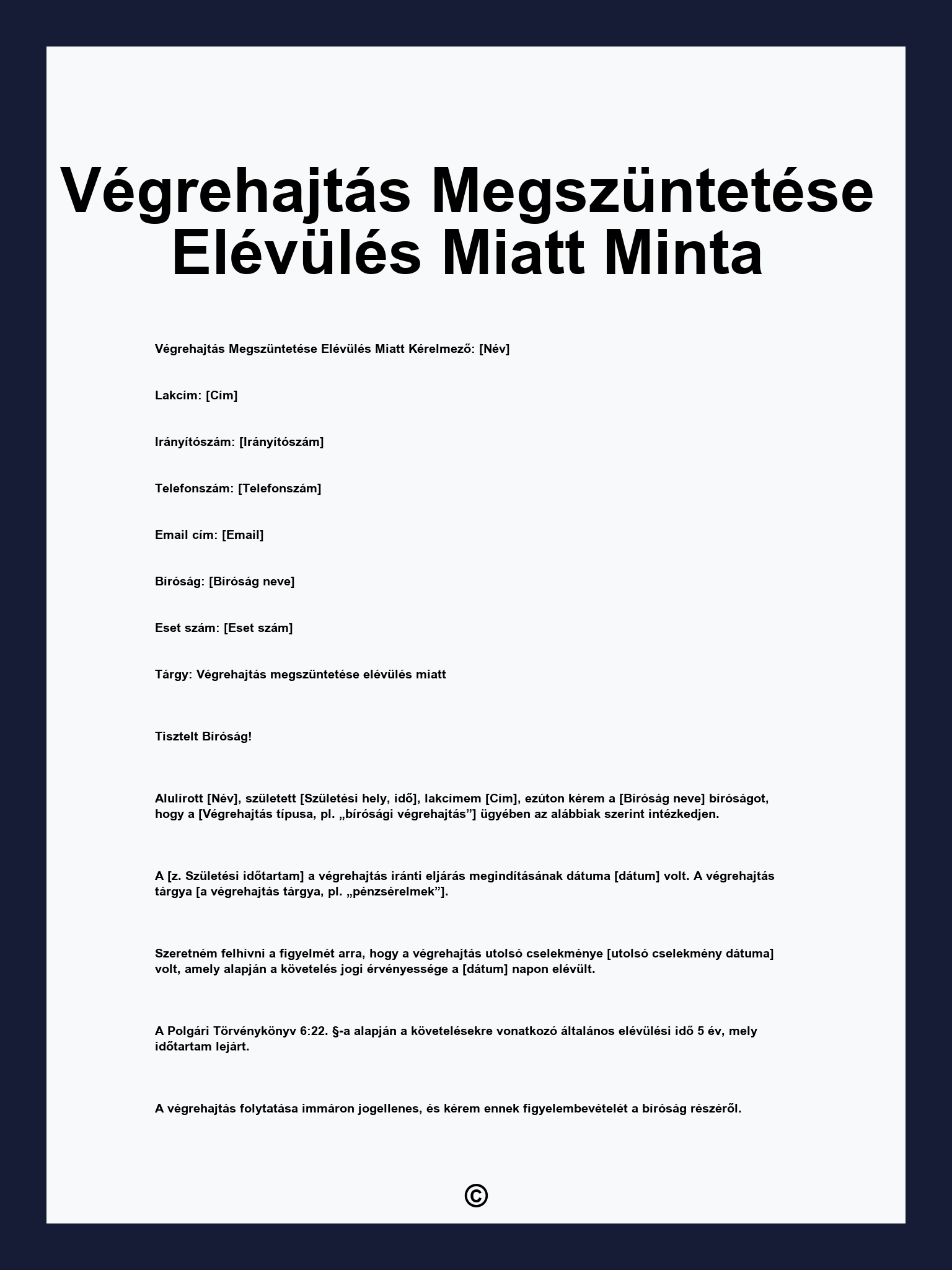 Végrehajtás Megszüntetése Elévülés Miatt Minta