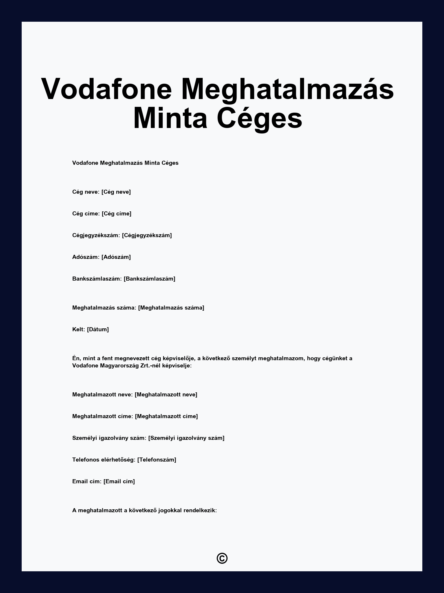 Vodafone Meghatalmazás Minta Céges